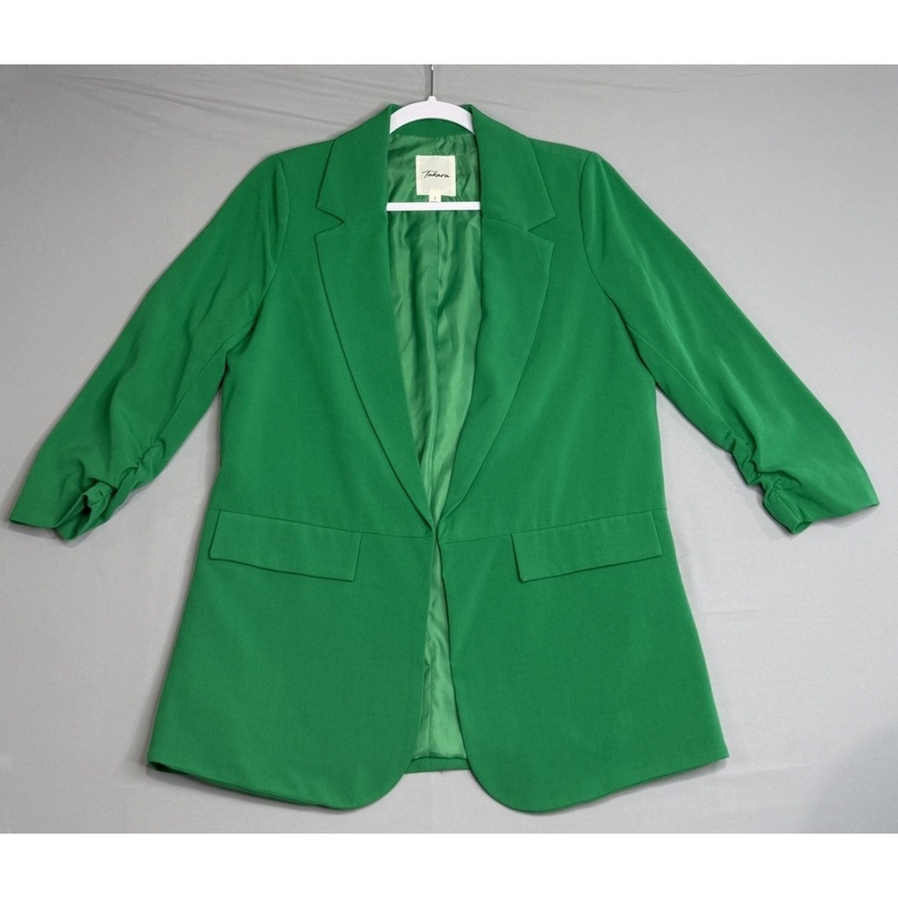 Takara Women's Blazer Small Green 3/4 Sleeve Office Lined Business Professional